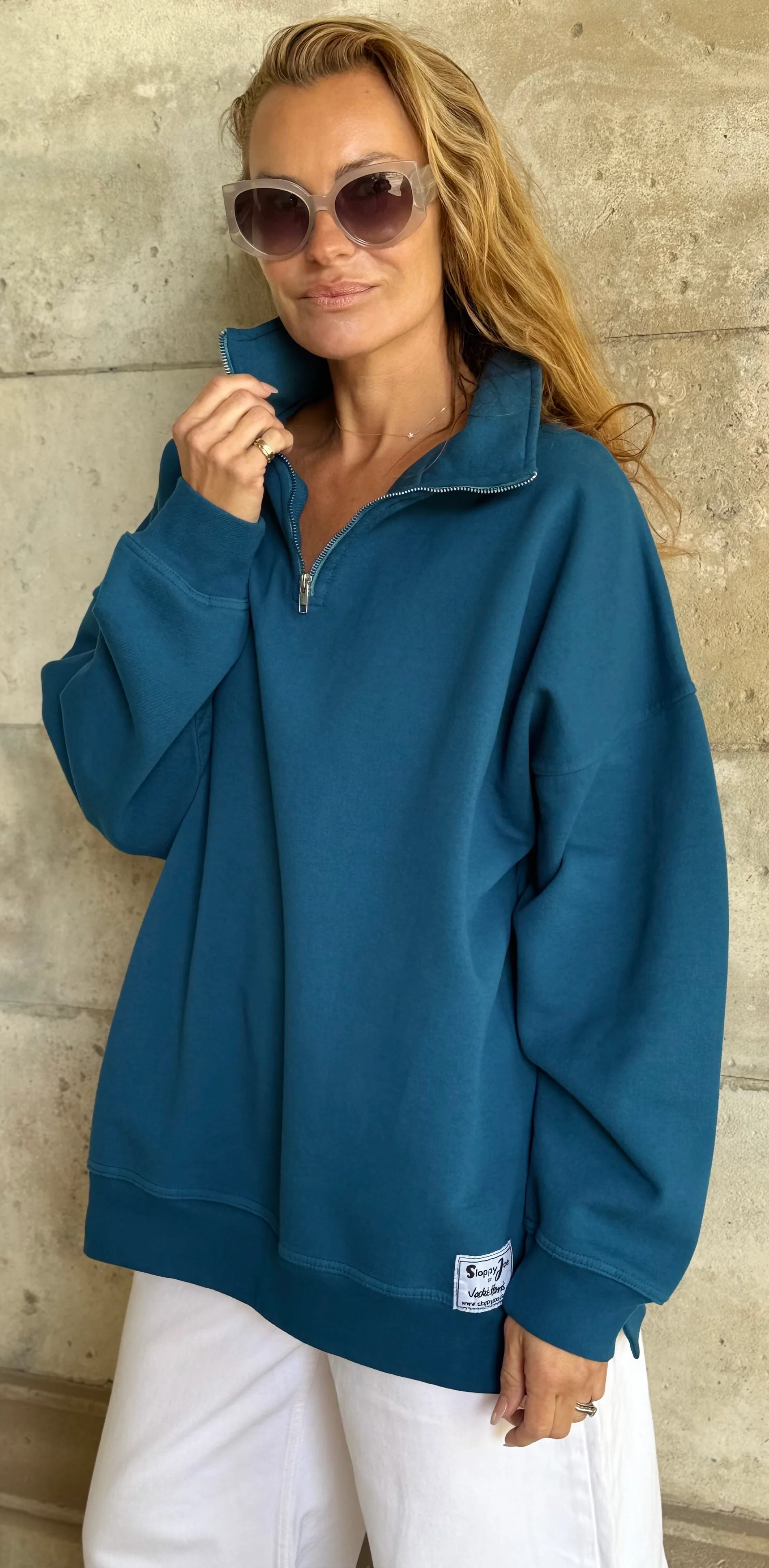 DIANA ZIP NECK - PETROL BLUE - Image 3