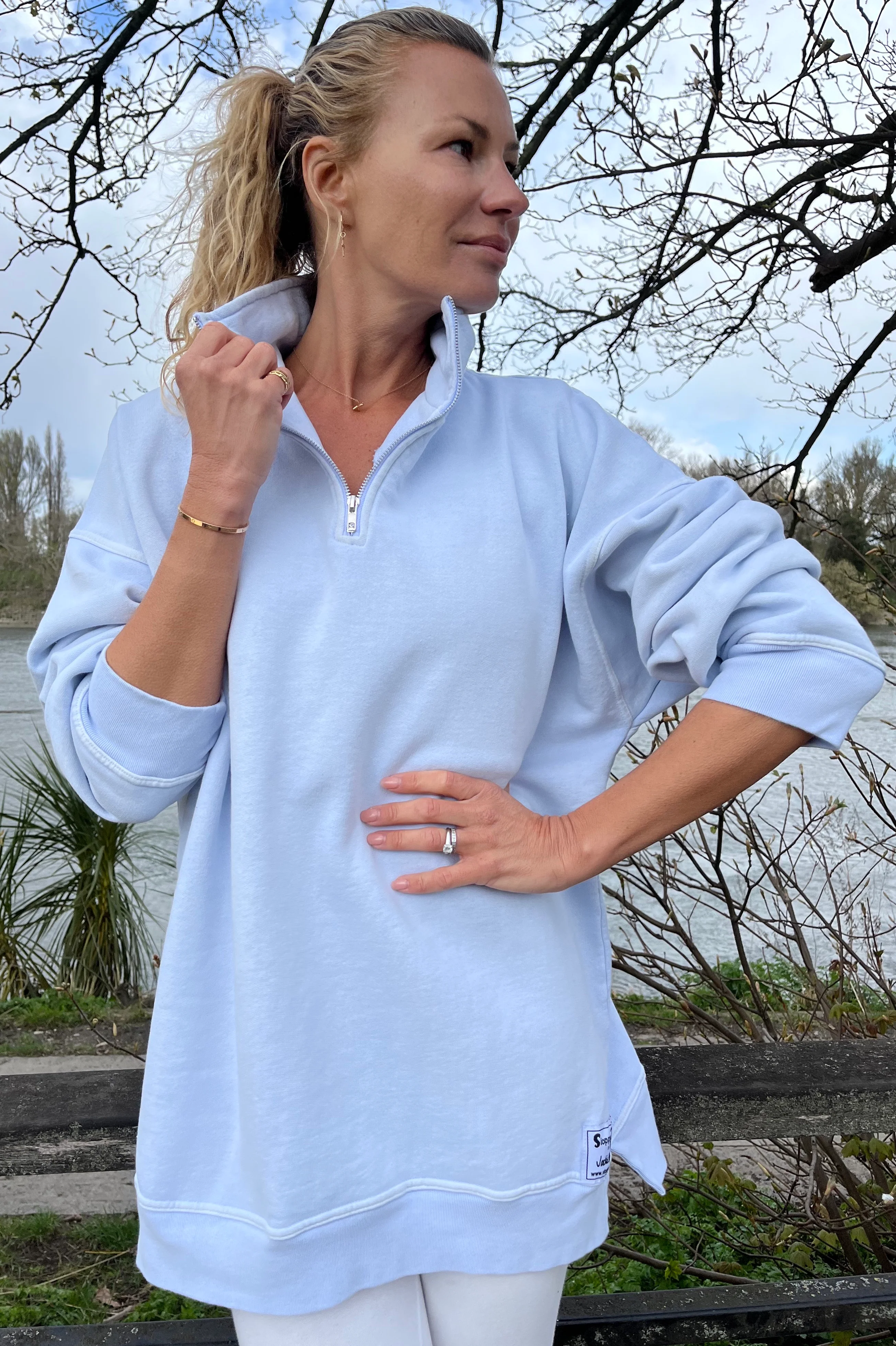 DIANA ZIP NECK - Powder Blue - Image 2
